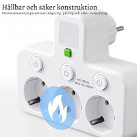 StrömKlar – Kompakt grenuttag med USB-portar och nattlampa